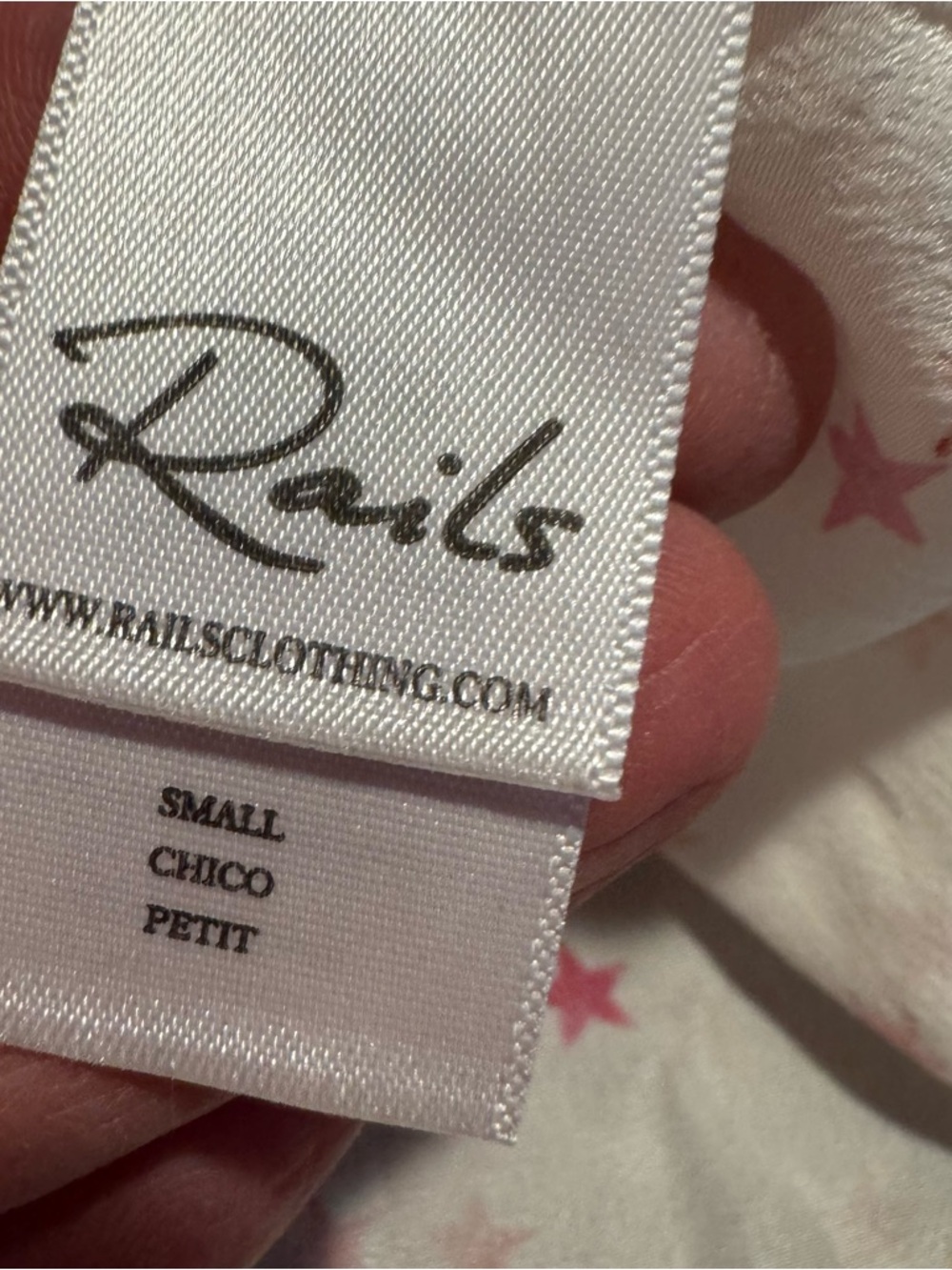 Rails White Silk Star Print Button-Up Shirt - S - Picture 6 of 7